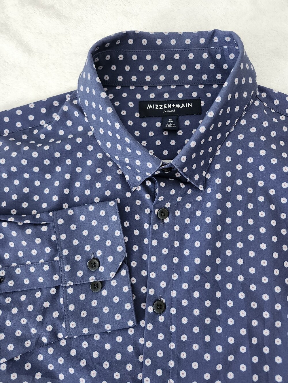 MIZZEN + MAIN Leeward Performance Button Down Dress Shirt Blue Floral XL Stretch
